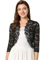Floral 3/4 Sleeve Lace Shrug