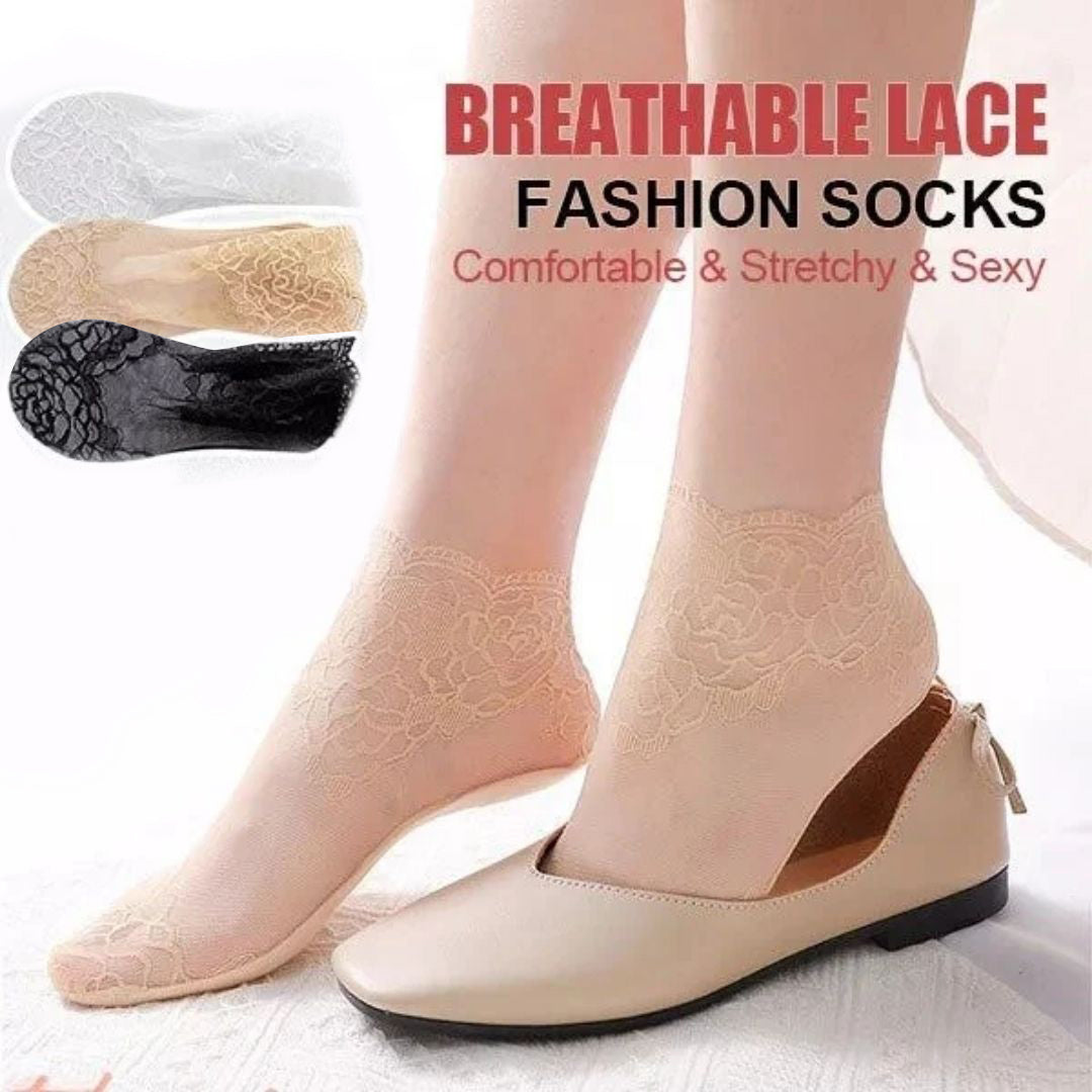 Ankle Lace Socks (Free Size) - Set of 3 Colors