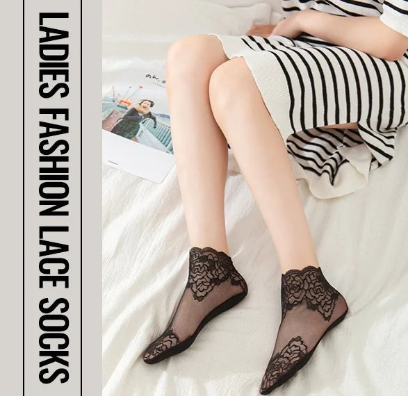 Ankle Lace Socks (Free Size) - Set of 3 Colors