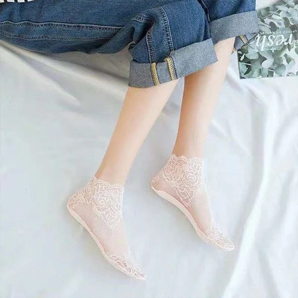 Ankle Lace Socks (Free Size) - Set of 3 Colors